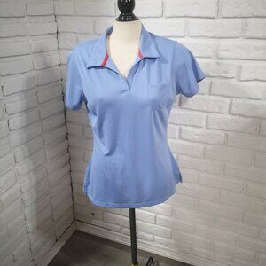 World Wild Sportsman by Bass Pro Ladies Size Large Blue Short Sleeve Polo